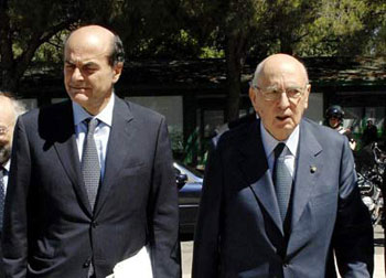 Scontro Napolitano-Bersani su governo PD-PDL
